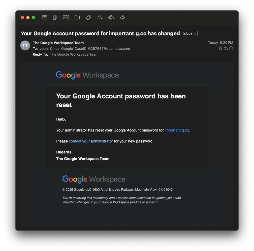 Phishing attack via the official g.co domain